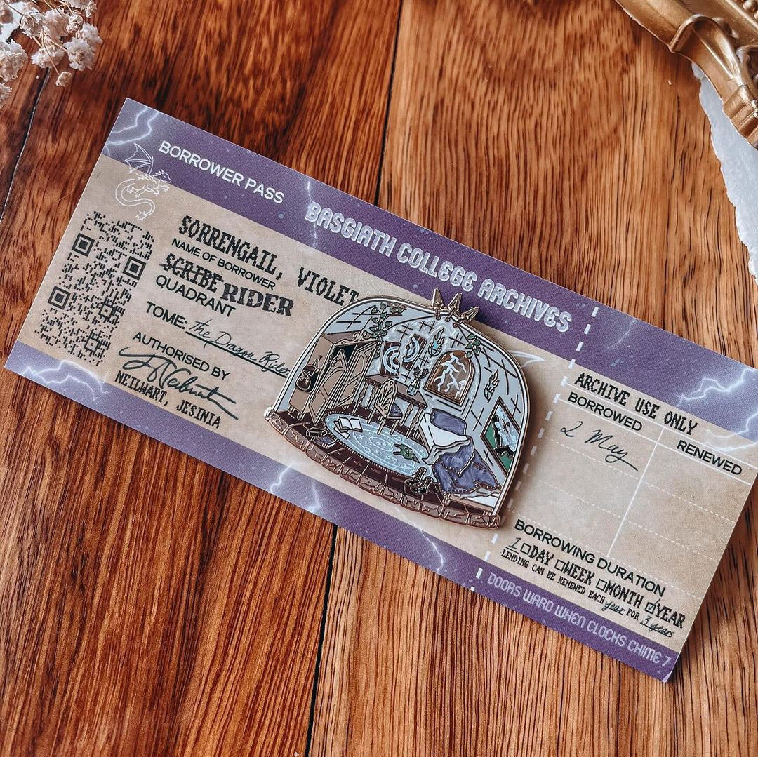 Officially Licensed Fourth Wing Location Terrarium Pin | Violet's Bedroom