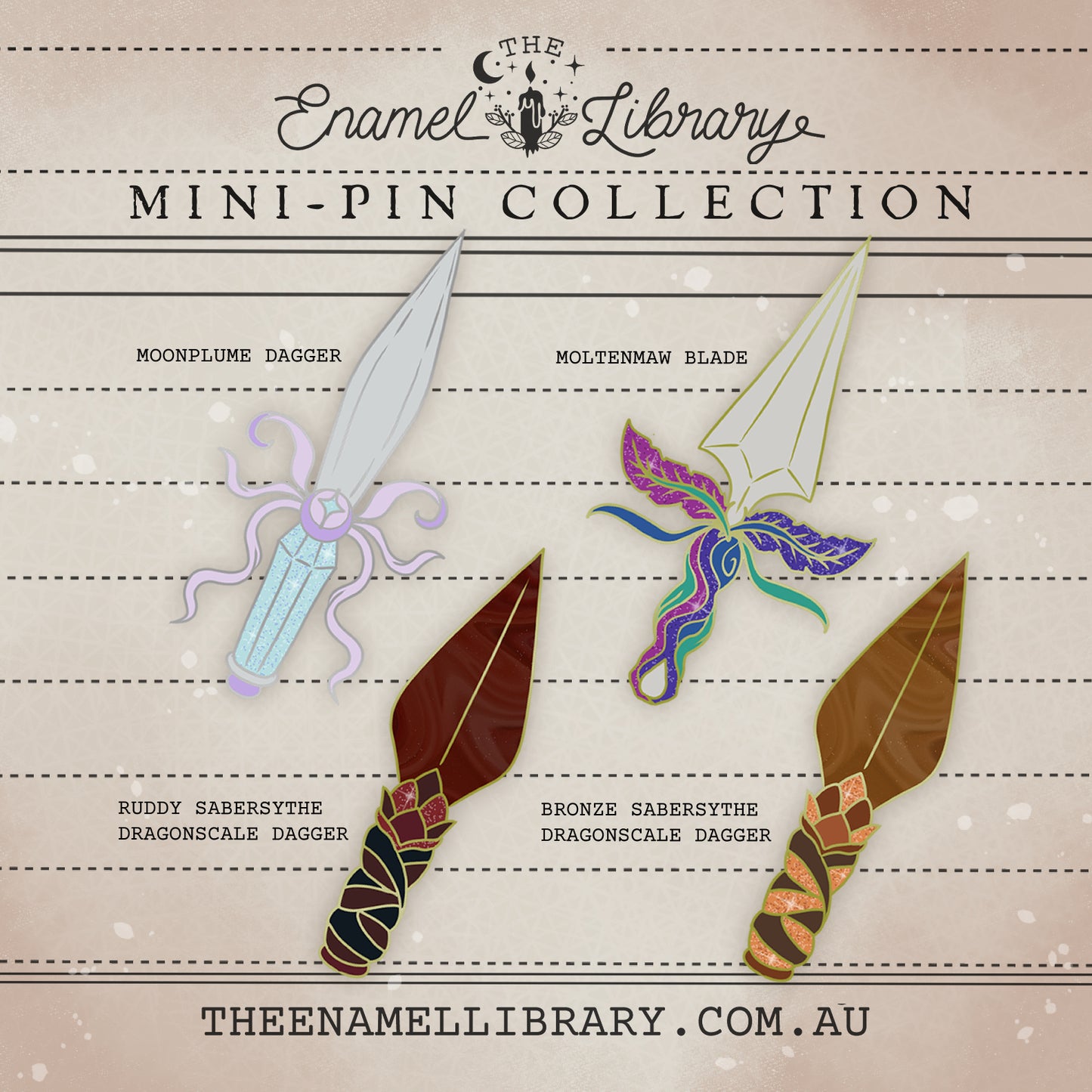 Officially Licensed When the Moon Hatched Dragon Dagger Mini-Pins
