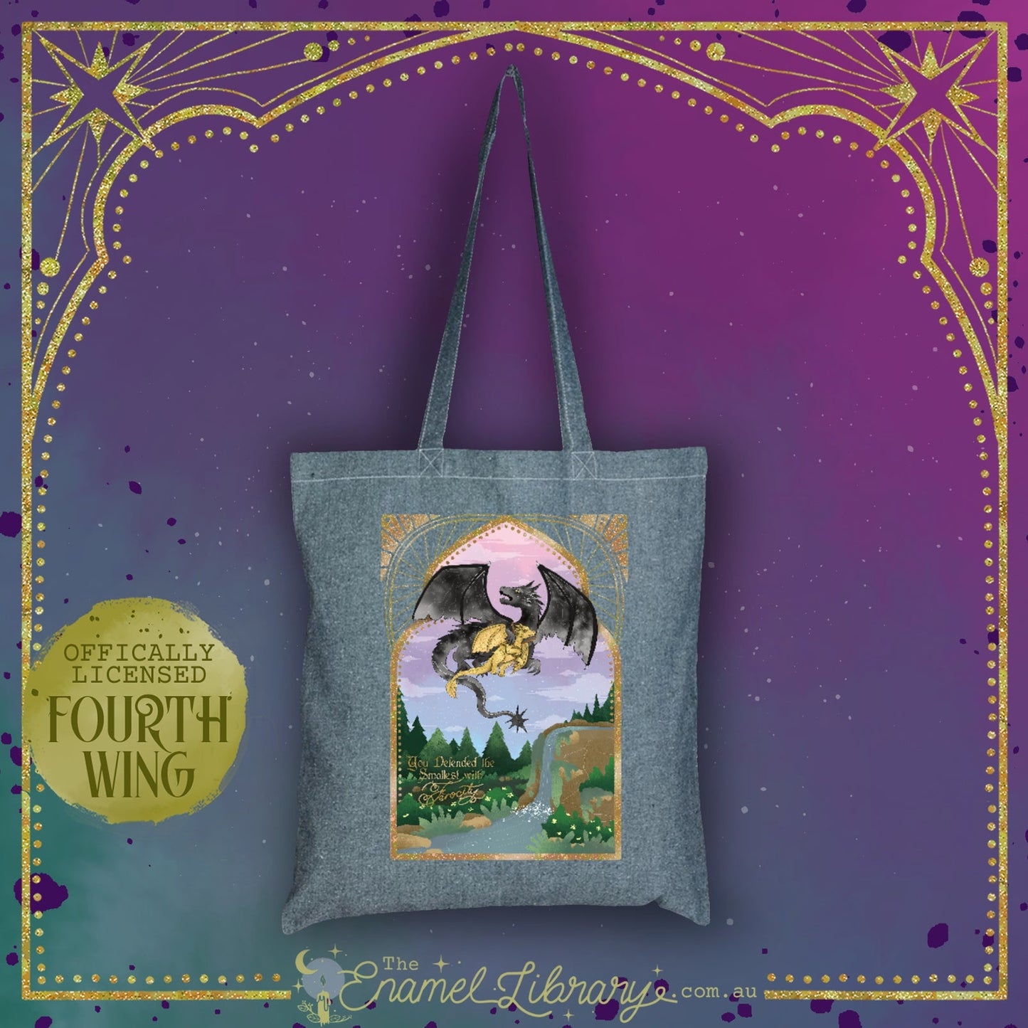 Officially Licensed Fourth Wing Deluxe Tote Bag | Ferocity (Grey Sage)