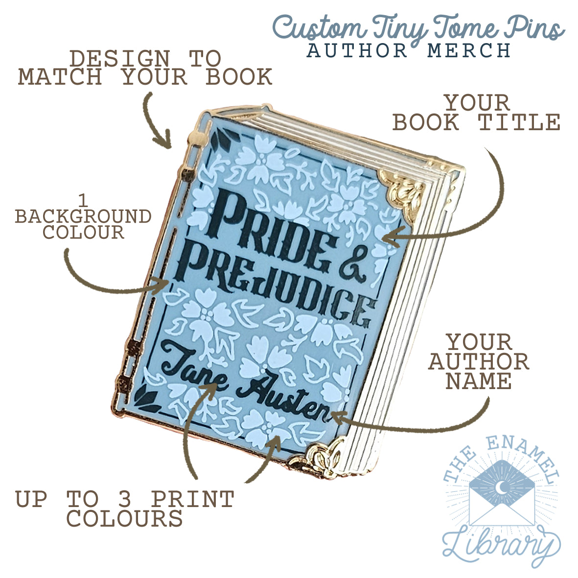 Custom Tiny Tome Mini-Pins | Your Novel