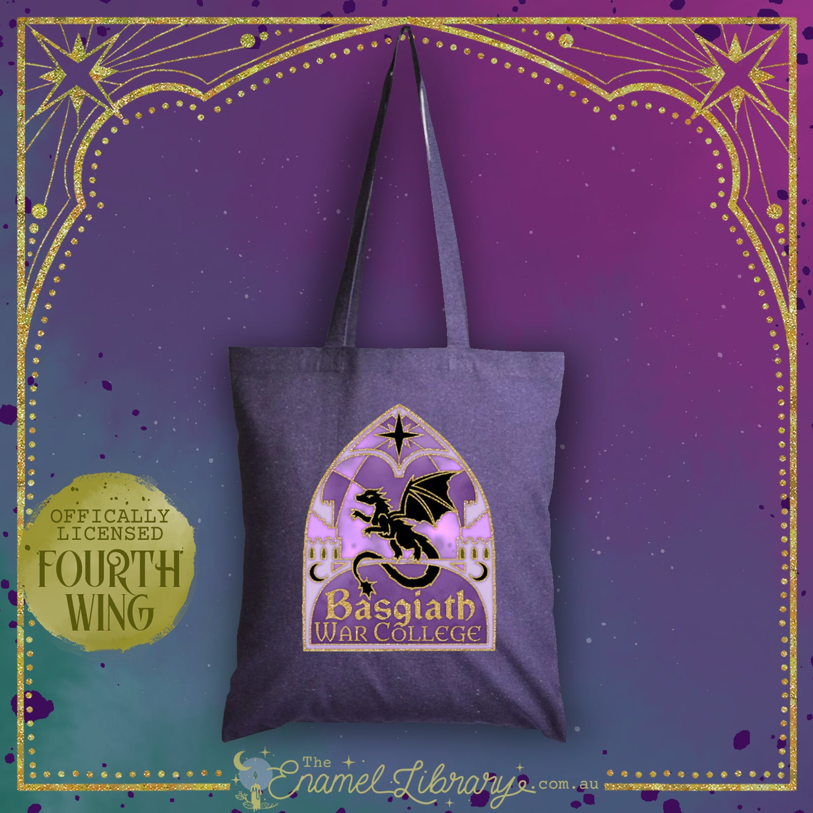 Officially Licensed Fourth Wing Deluxe Tote Bag | Basgiath Crest (Dark ...
