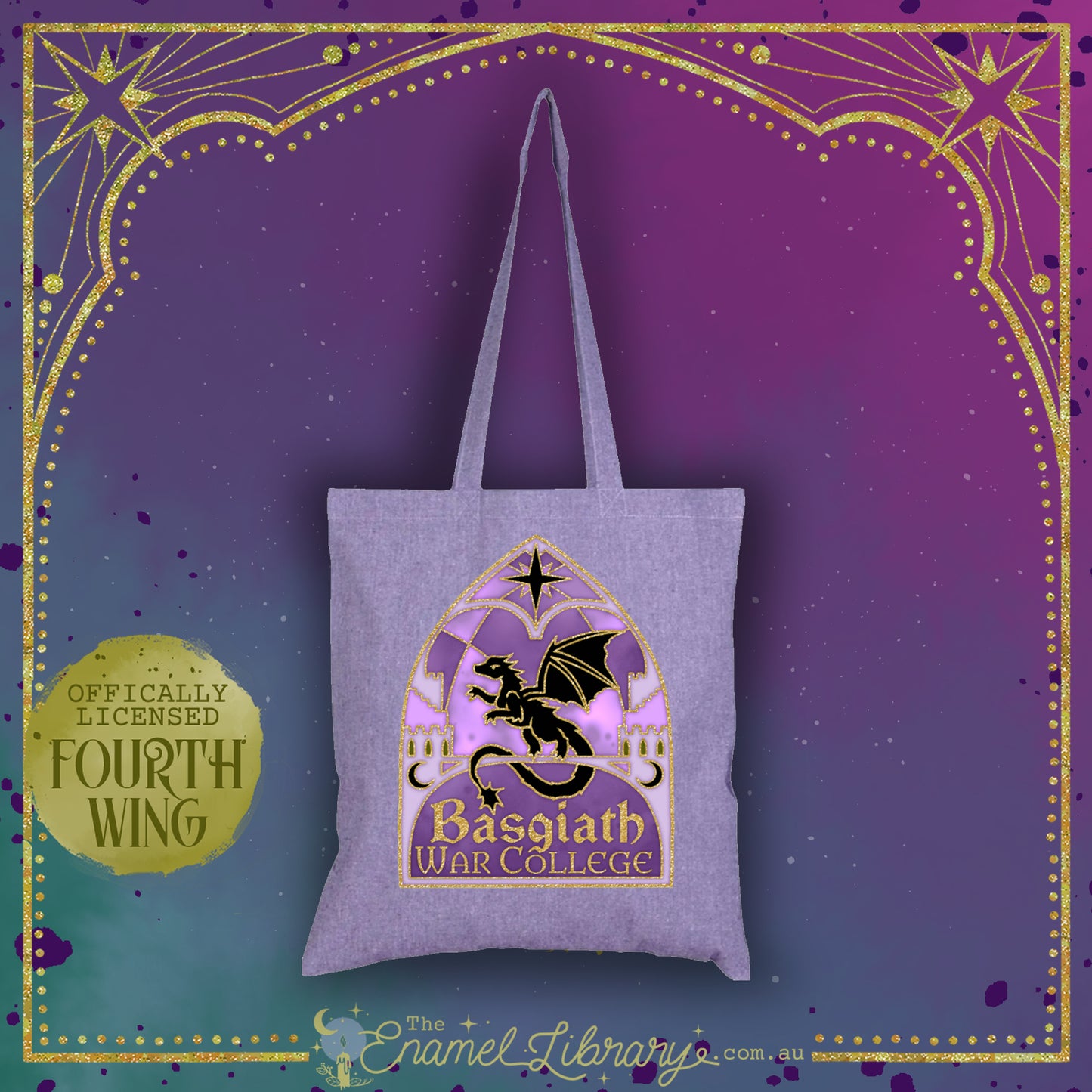 Officially Licensed Fourth Wing Deluxe Tote Bag | Basgiath Crest (Lavender)