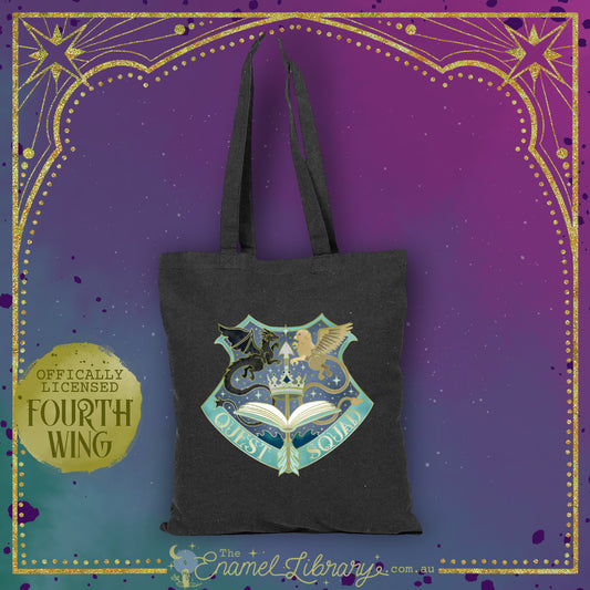 Officially Licensed Fourth Wing Deluxe Tote Bag | Quest Squad (Charcoal)