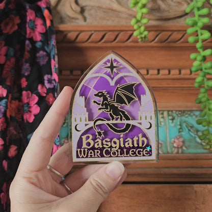 Officially Licensed Fourth Wing Acrylic Postcard | Basgiath College Crest