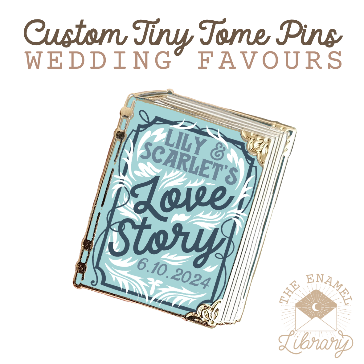 Custom Tiny Tome Mini-Pins | Your Love Story