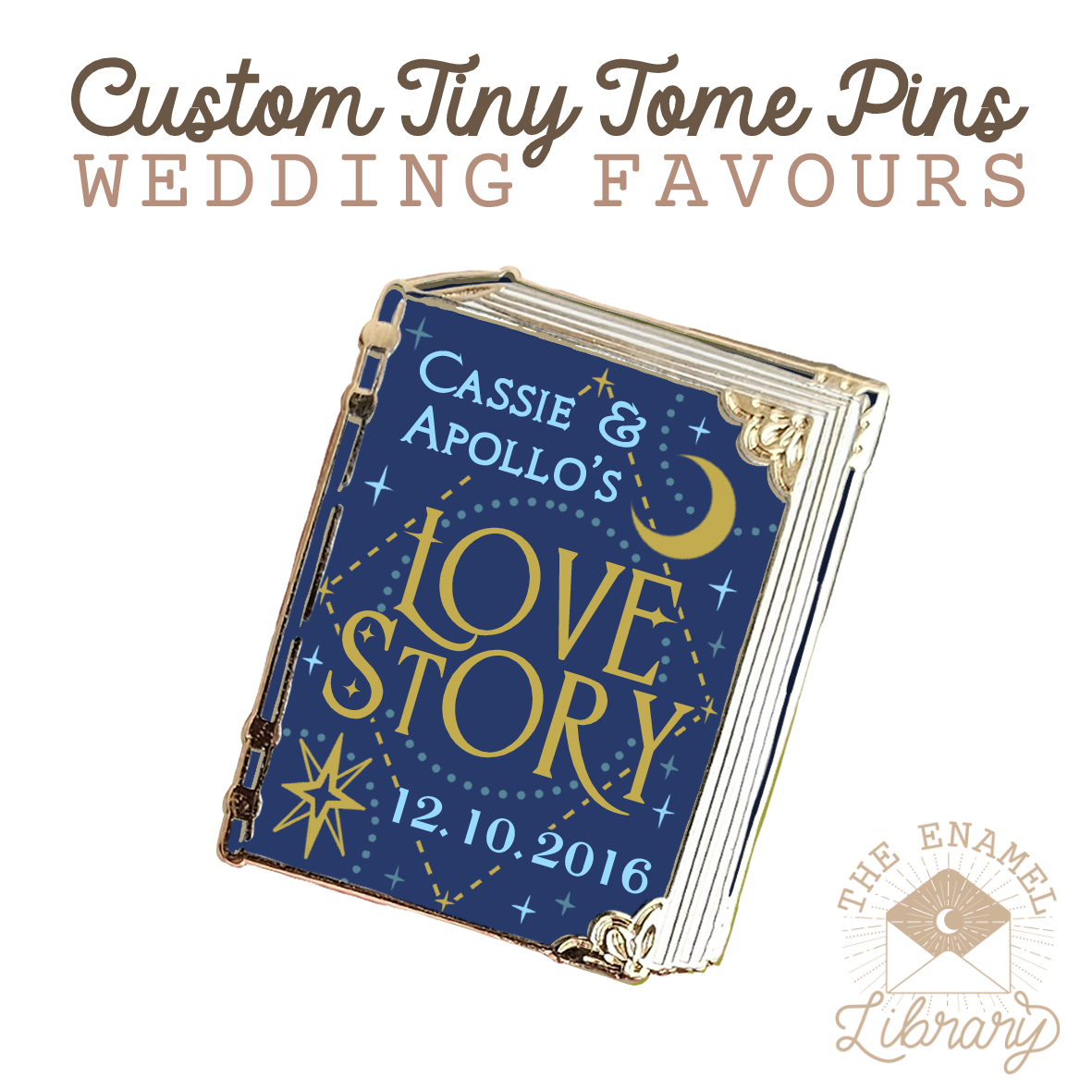 Custom Tiny Tome Mini-Pins | Your Love Story