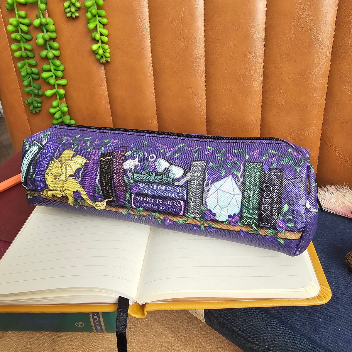 Officially Licensed Fourth Wing Faux Leather Pencil Case | Dragon Riding