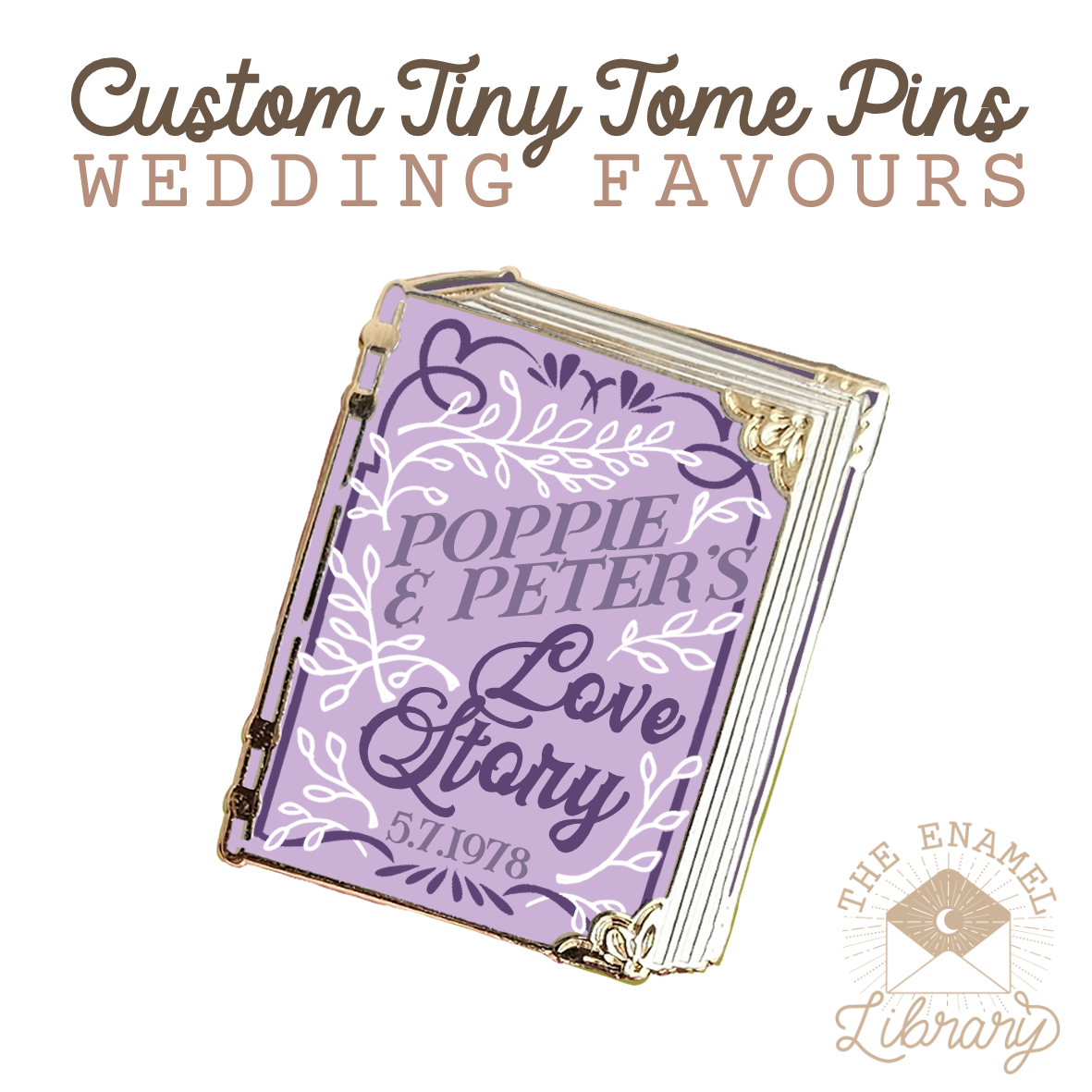 Custom Tiny Tome Mini-Pins | Your Love Story