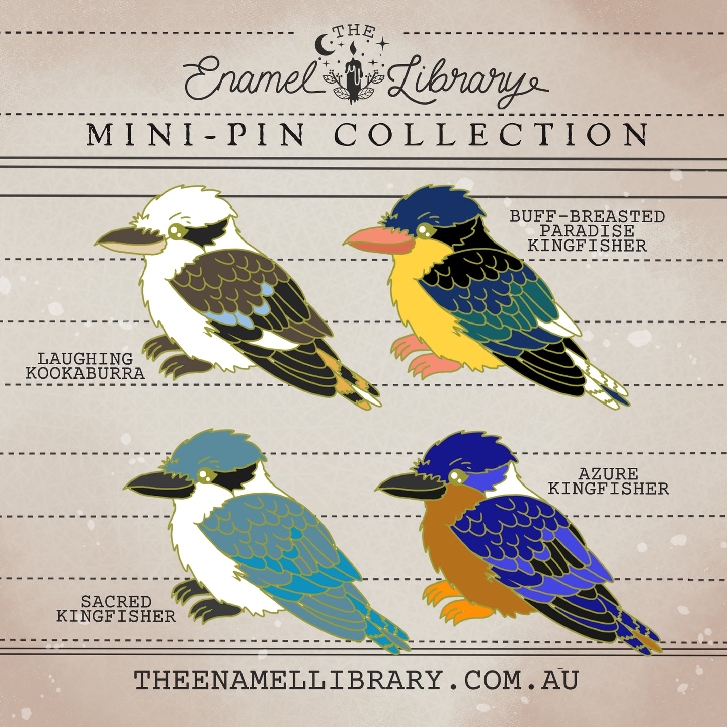 Kookaburra & Kingfisher Family Mini-Pins