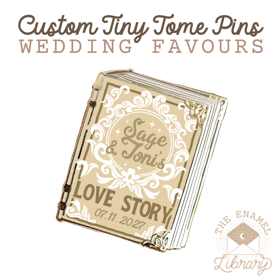 Custom Tiny Tome Mini-Pins | Your Love Story
