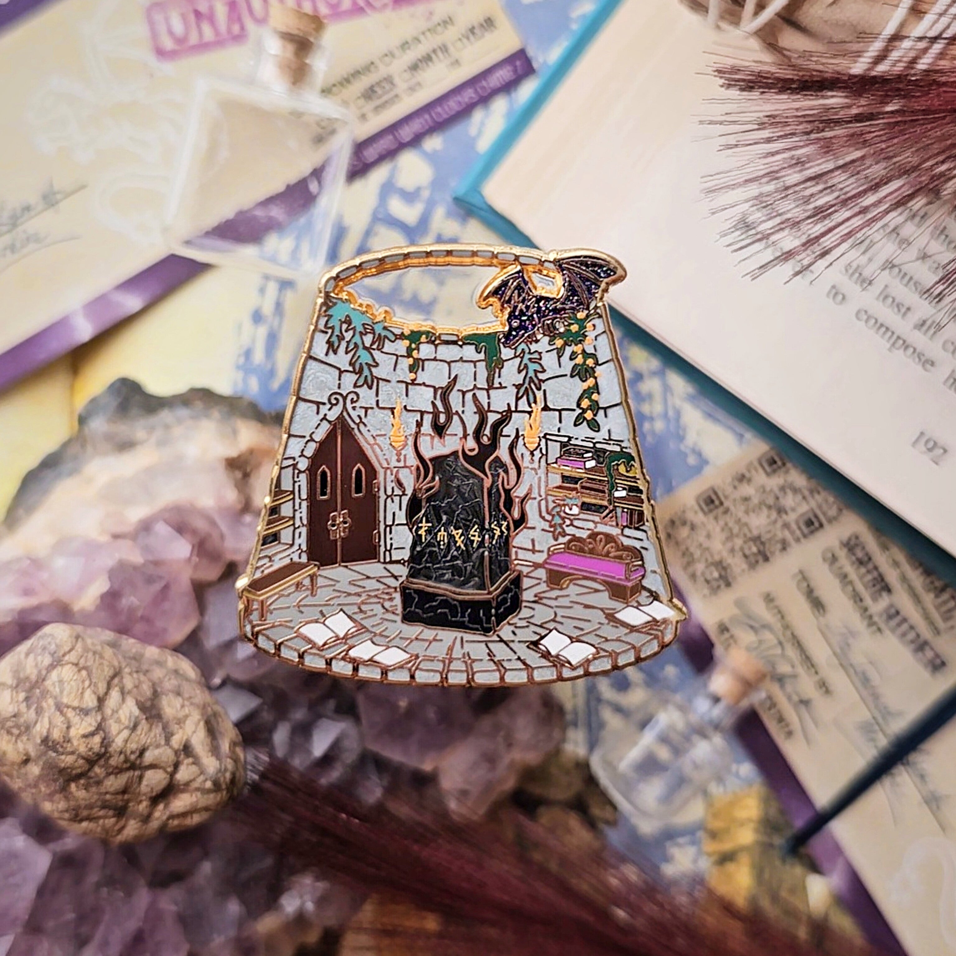 Officially Licensed Fourth Wing Terrarium Pin | Basgiath Wardstone ...