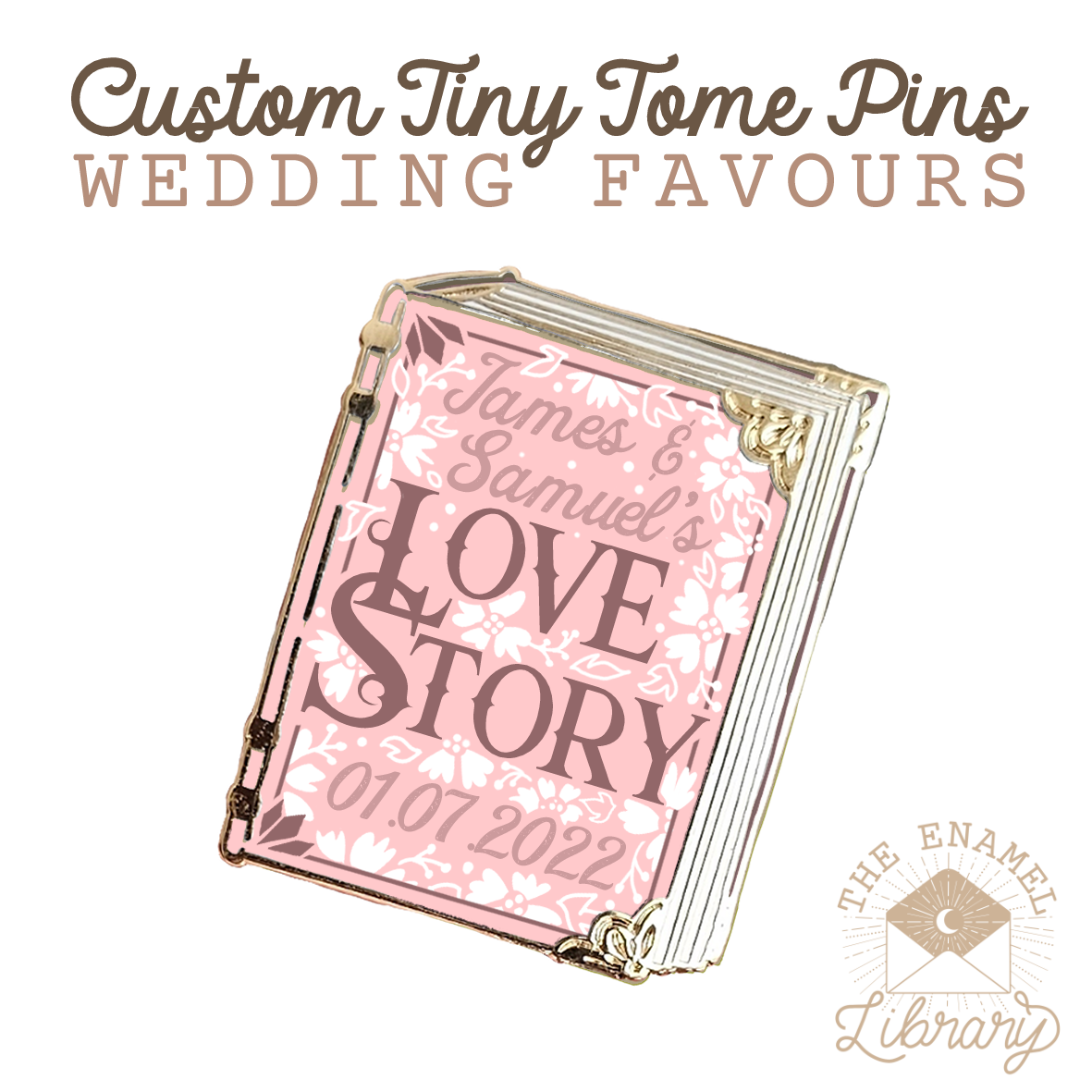 Custom Tiny Tome Mini-Pins | Your Love Story