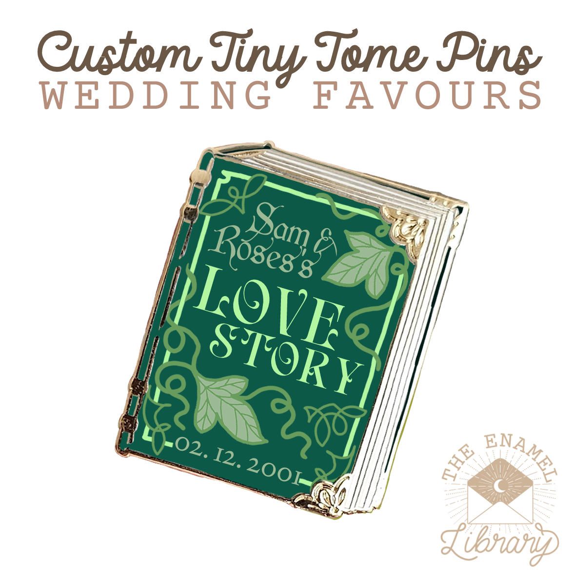 Custom Tiny Tome Mini-Pins | Your Love Story