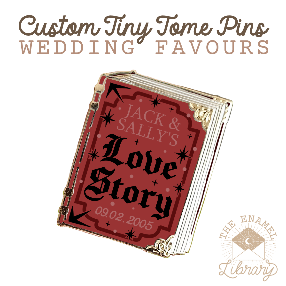 Custom Tiny Tome Mini-Pins | Your Love Story