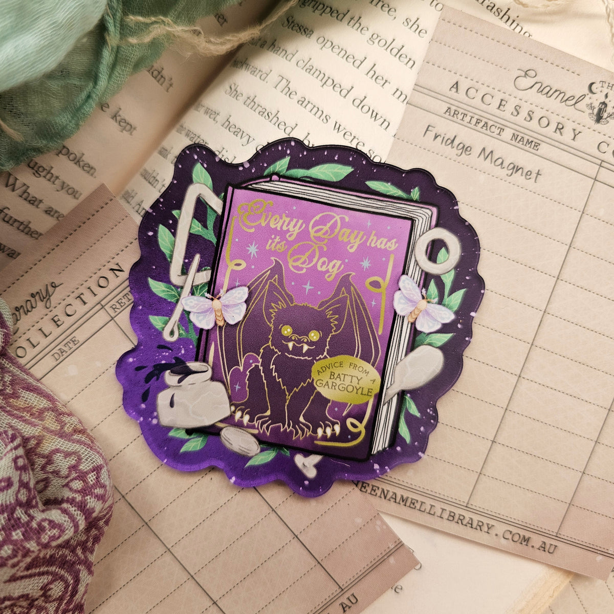 Officially Licensed The Knight and the Moth Acrylic Fridge Magnet | Gargoyle Dog Days