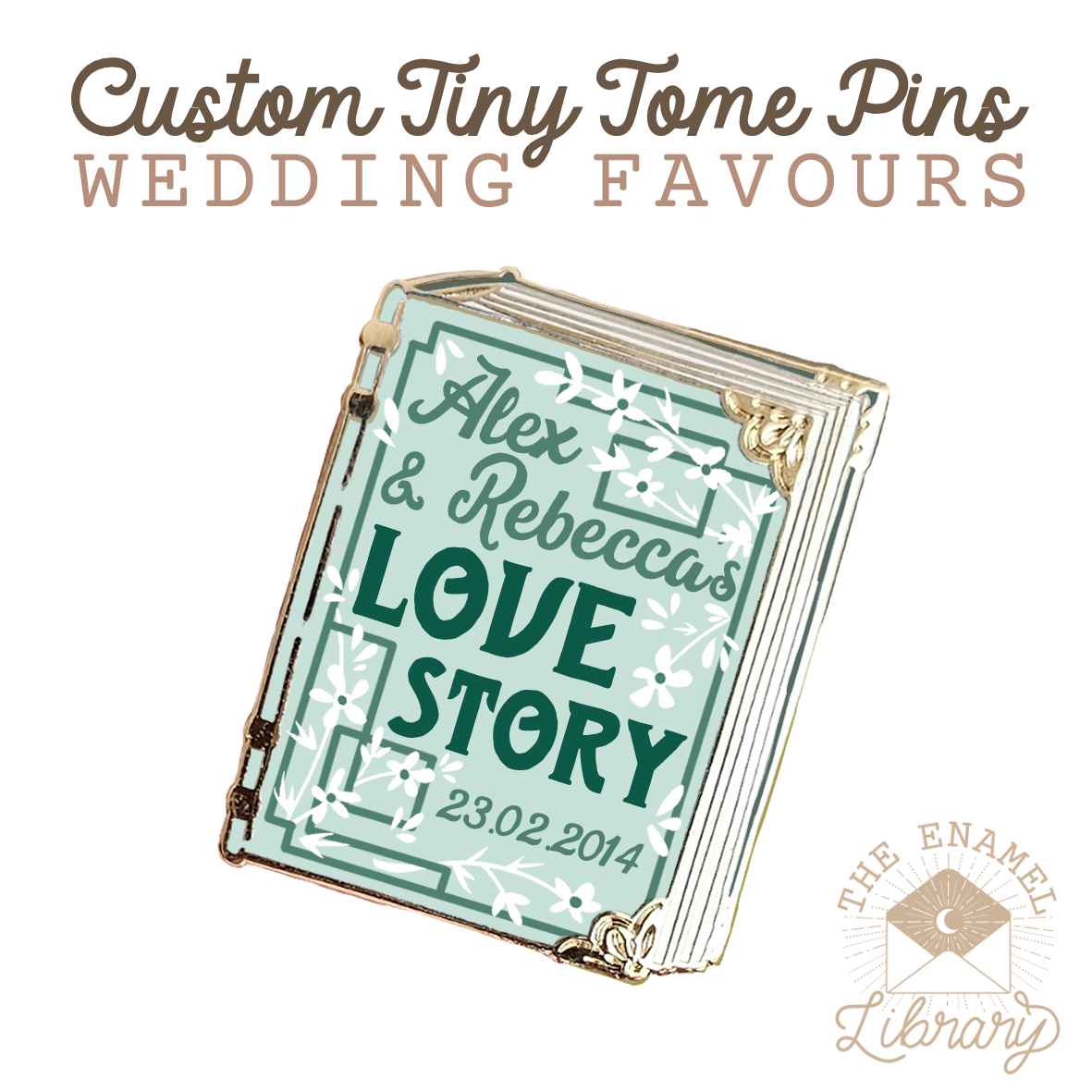 Custom Tiny Tome Mini-Pins | Your Love Story