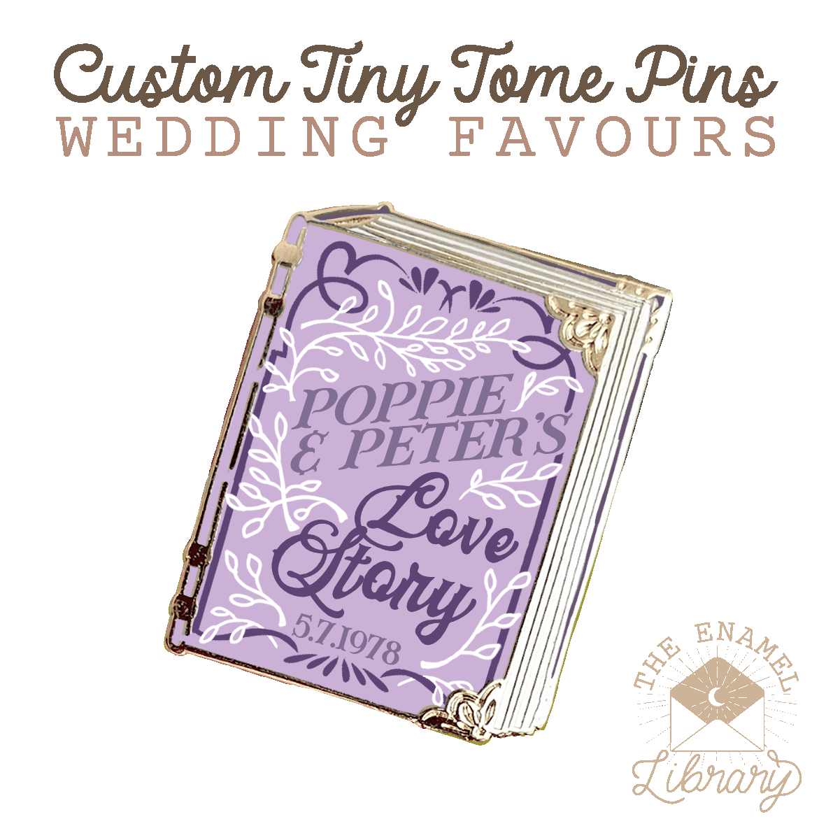 Custom Tiny Tome Mini-Pins | Your Love Story